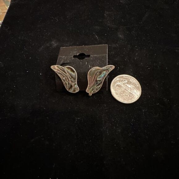 VTG TAXCO MSR SIGNED STERLING SILVER ABALONE Screw Back Earrings - Picture 9 of 9